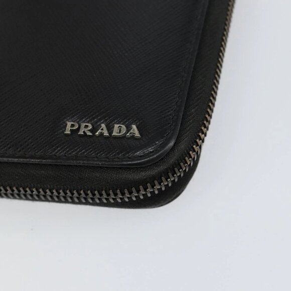 PRADA Round Wallet Safiano leather Black 2ML220 Auth 148677 - Picture 9 of 16